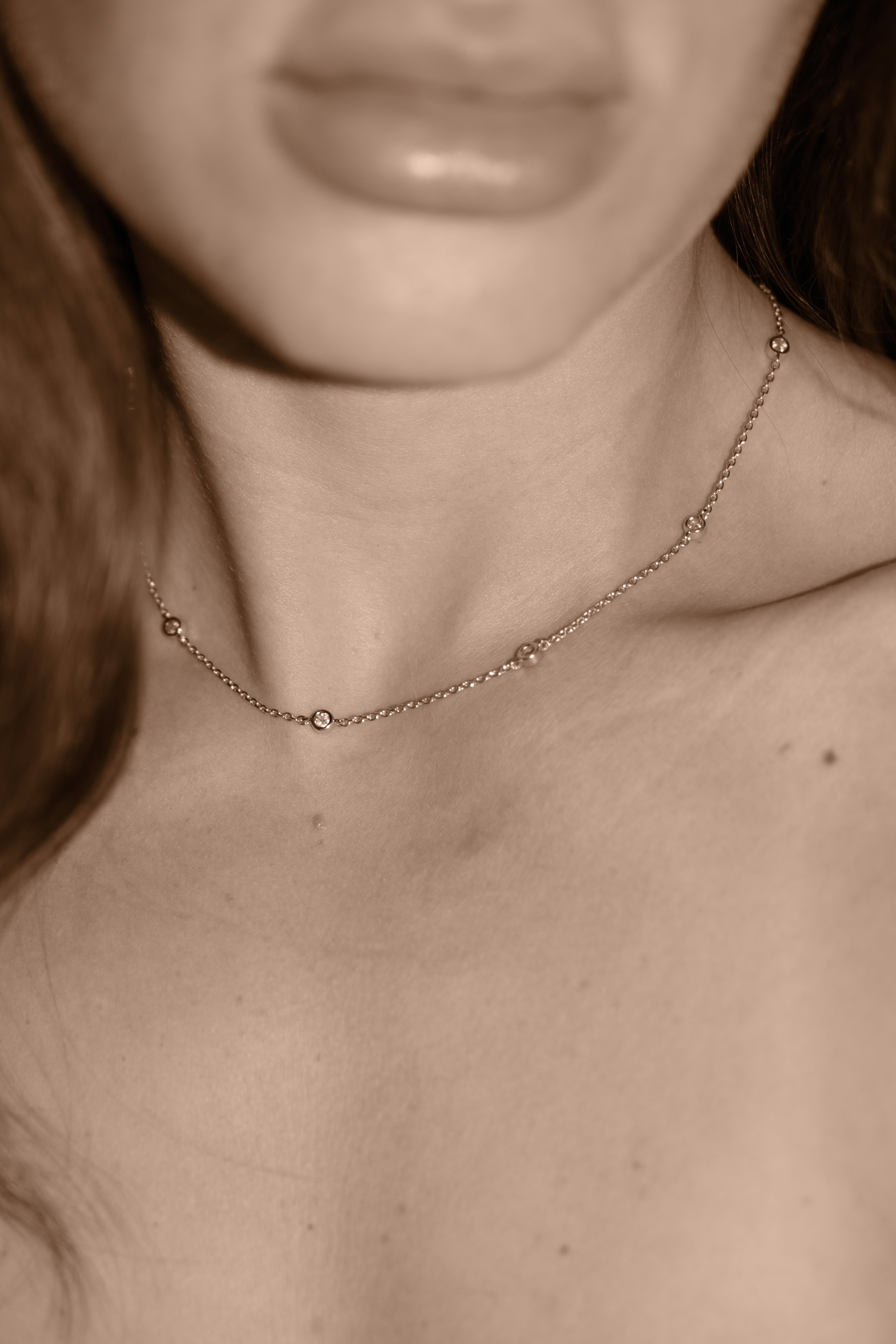 Uma Legorreta Pépite Single Necklace
Platinum and Diamonds worn by model, editorial