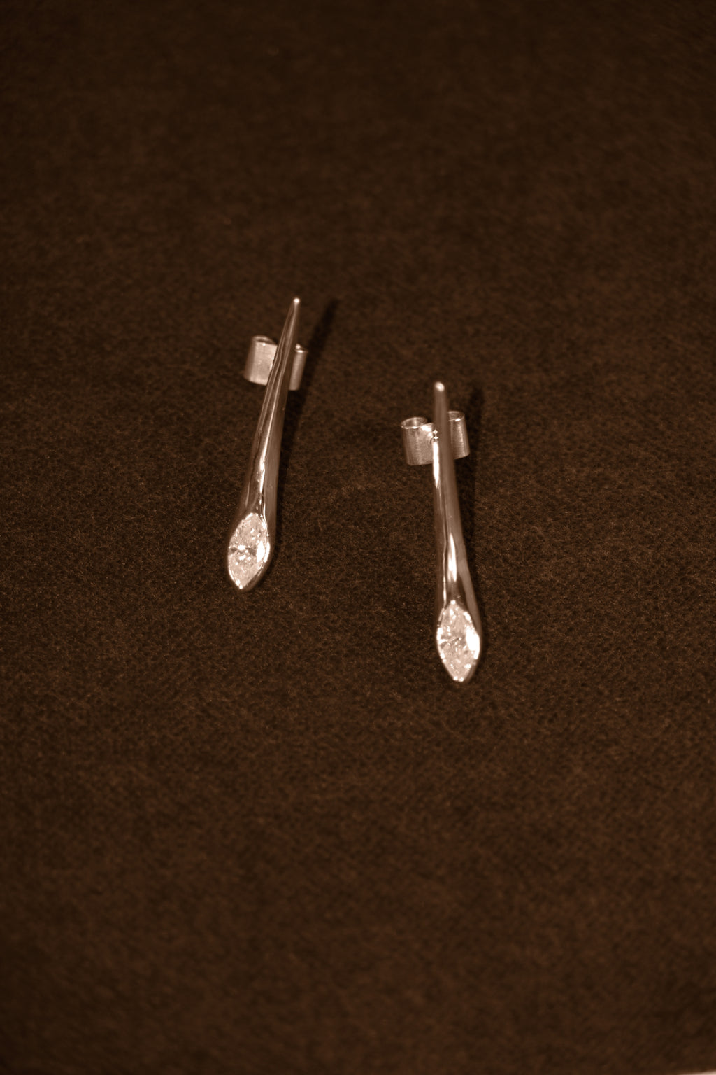 Uma Legorreta Thorn earring  sterling silver moissanite marquise pair 