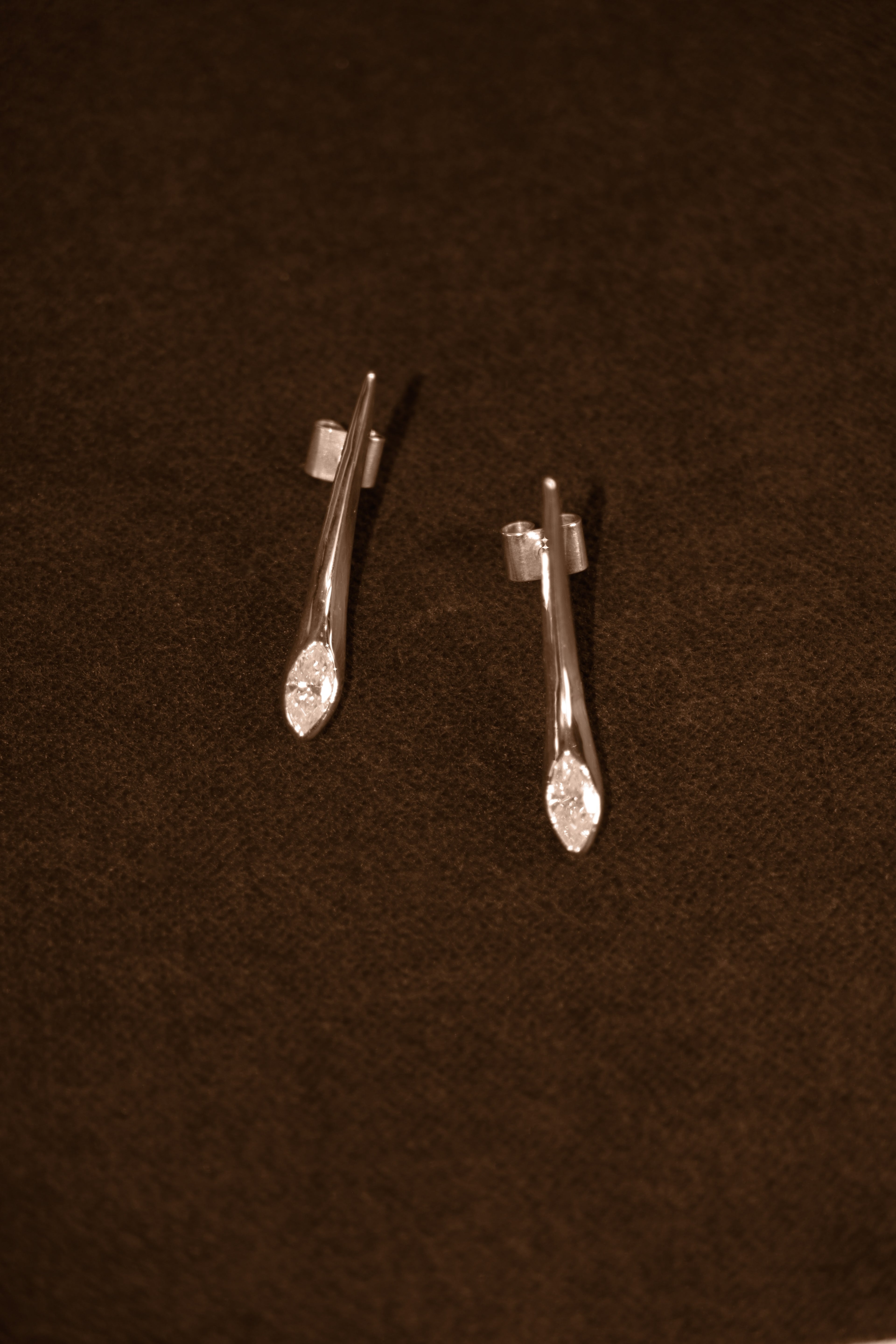 Uma Legorreta Thorn earring  sterling silver moissanite marquise pair 