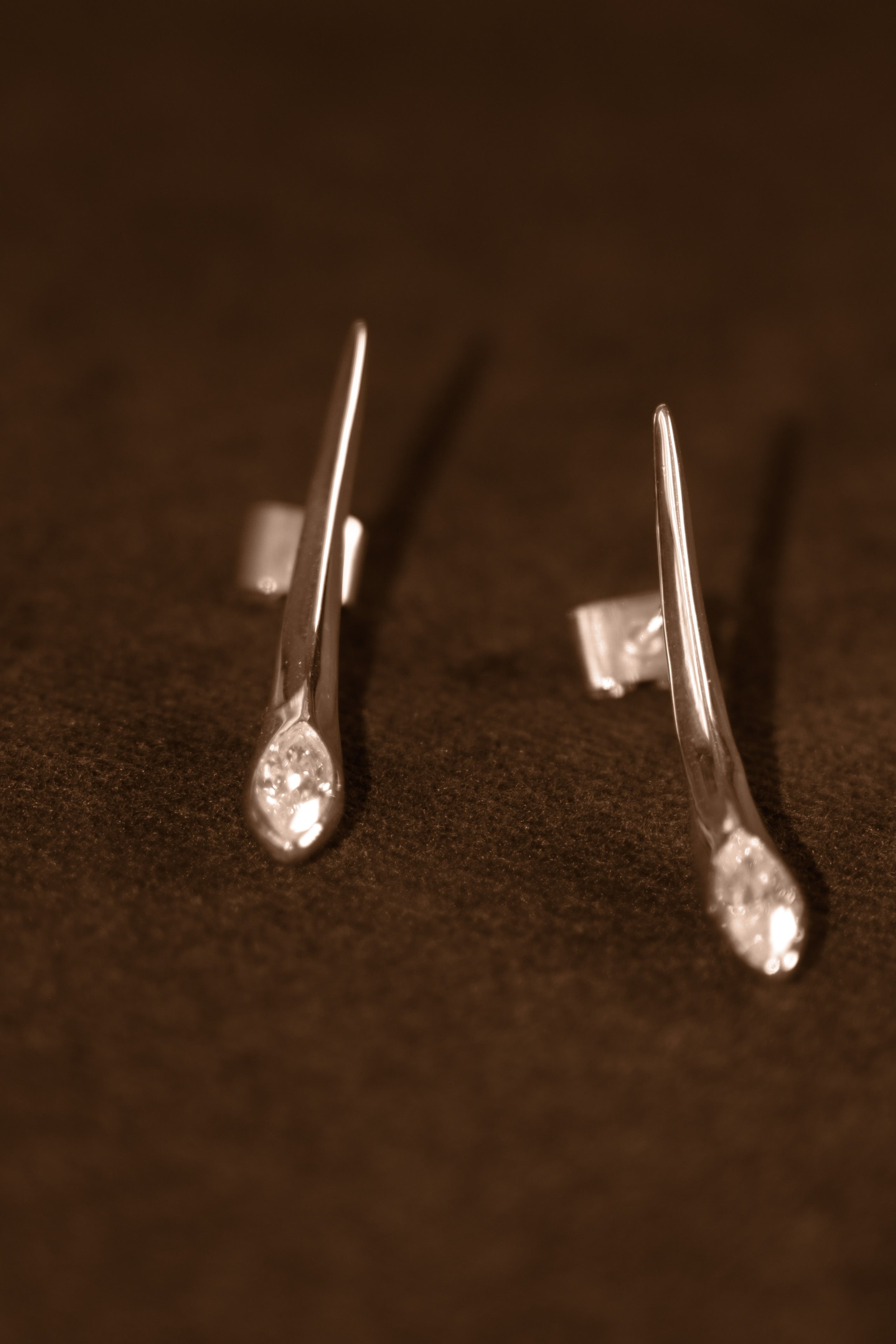 Uma Legorreta Thorn earring  sterling silver moissanite marquise pair 